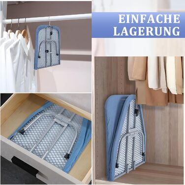 Відкидна прасувальна дошка з підставкою для праски, регульована по висоті, з антиковзними ніжками, компактна (Блакитна, 81 x 32 x 16 см)