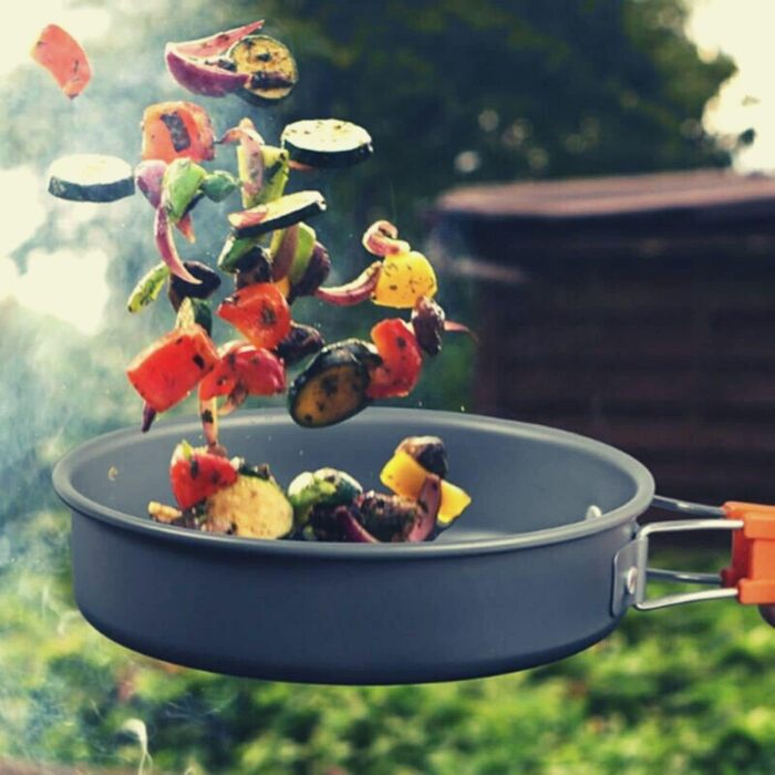 Набір посуду для кемпінгу WILDVIVAL на 1-3 особи (12 предметів) - легкий алюмінієвий посуд для кемпінгу з каструлею, сковородою та чайником