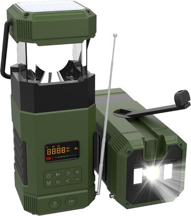 Радіо Libovgogo DF-585 AM/UKW з Bluetooth, ліхтарем, сонячною панеллю та зарядкою для телефону, IP65, для кемпінгу та подорожей