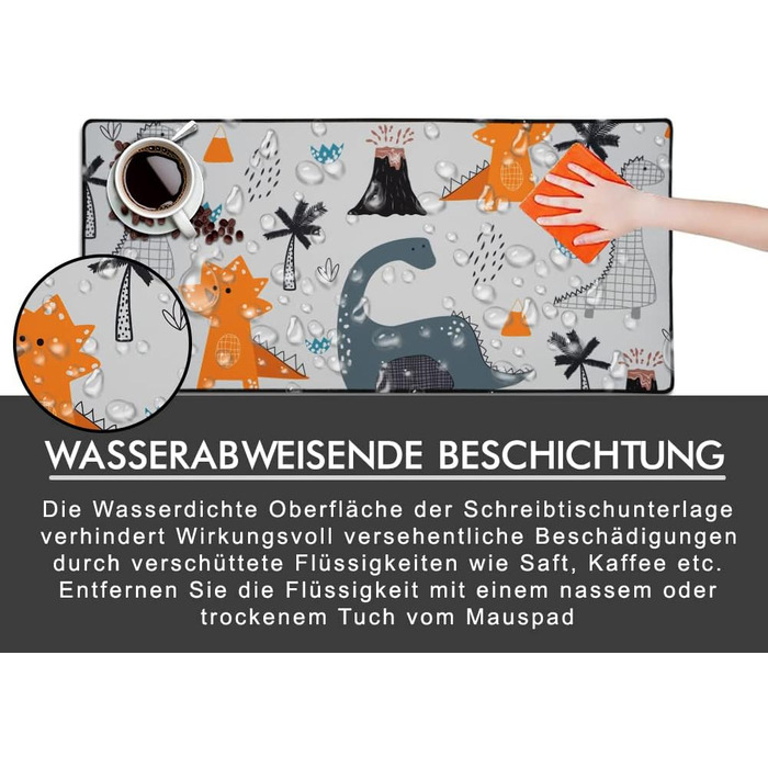 Килимок для столу XXL, ігровий Mousepad, Pad для клавіатури, стильний аксесуар для столу - покращує точність та швидкість, миється, ВОДОНЕПРОНИКНИЙ (DARK ) (Жовтий, Сірий)