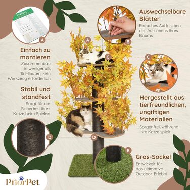 Дерево для котів Kratzbaum Natur - багатоярусне, з висувними елементами, 160 см, безпечні матеріали, патентована міцність