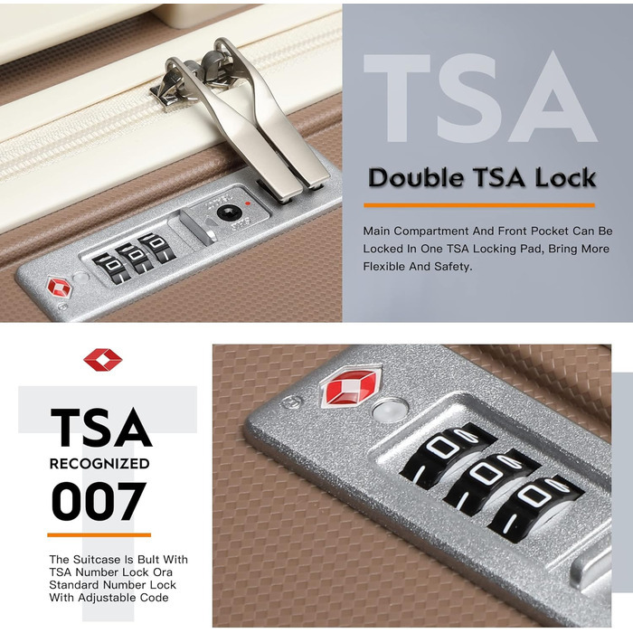 Набір валіз Joyway 3 в 1 з твердим корпусом, 4 колеса, TSA-замок, коричневий/білий. В комплекті: косметичка та сумка для перенесення.