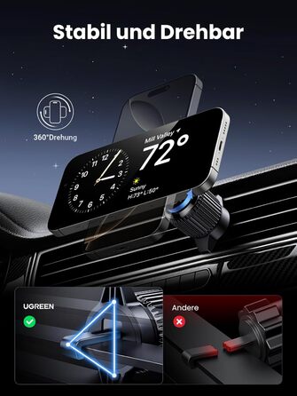 Автотримач для телефону UGREEN з MagSafe та зарядкою 15W (1M кабель) - сумісний з iPhone 17/17 Pro/17 Pro Max/16/15/14/13