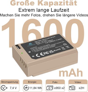 Комплект Homesuit: 3 акумулятори LP-E10 1600mAh та LCD-зарядний пристрій на 3 слоти для Canon EOS 1100D, 1200D, 1300D, 1500D, 2000D, 3000D, 4000D, Rebel T3, T5, T6, T7, T100, Kiss X50, X70, X80