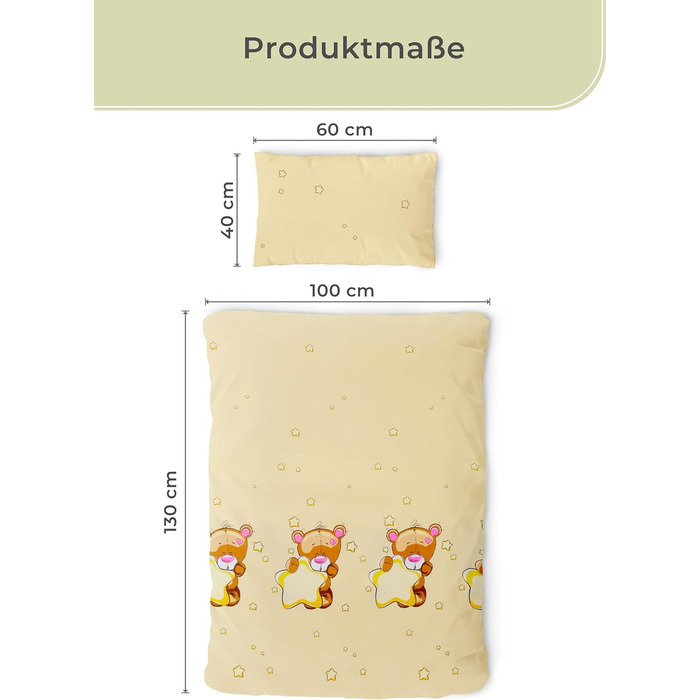 Набір постільної білизни для дітей Gräfenstayn® з мотивами тварин (жирафа та слон) та інтегрованою блискавкою, 100% бавовна (ренфорс) - ковдра 135x100 см, подушка 60x40 см