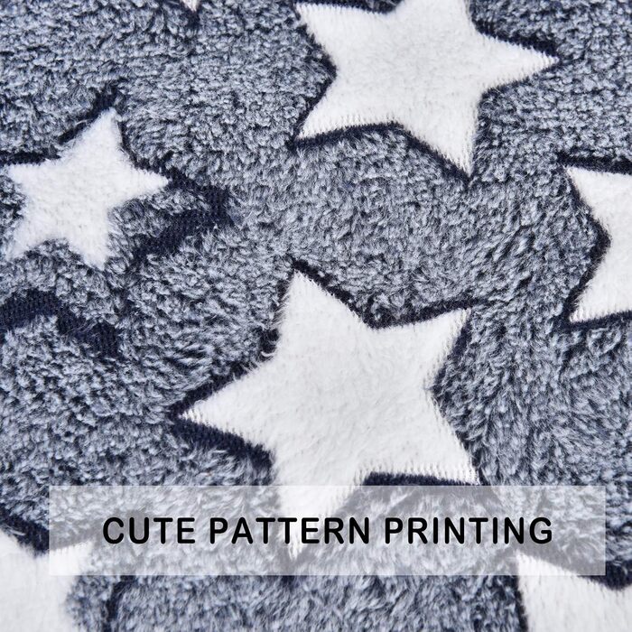 М'який флісовий плед для домашніх тварин (собаки/коти), блакитний фон з білими зірками, 89 x 68 см