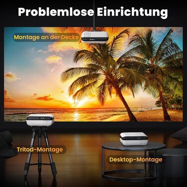 HOPVISION Beamer: проєктор 9500 люмен, 4K, Bluetooth, Full HD 1080p для домашнього кінотеатру. Сумісний зі смартфонами, HDMI, USB, ноутбуками, Fire Stick, PS5