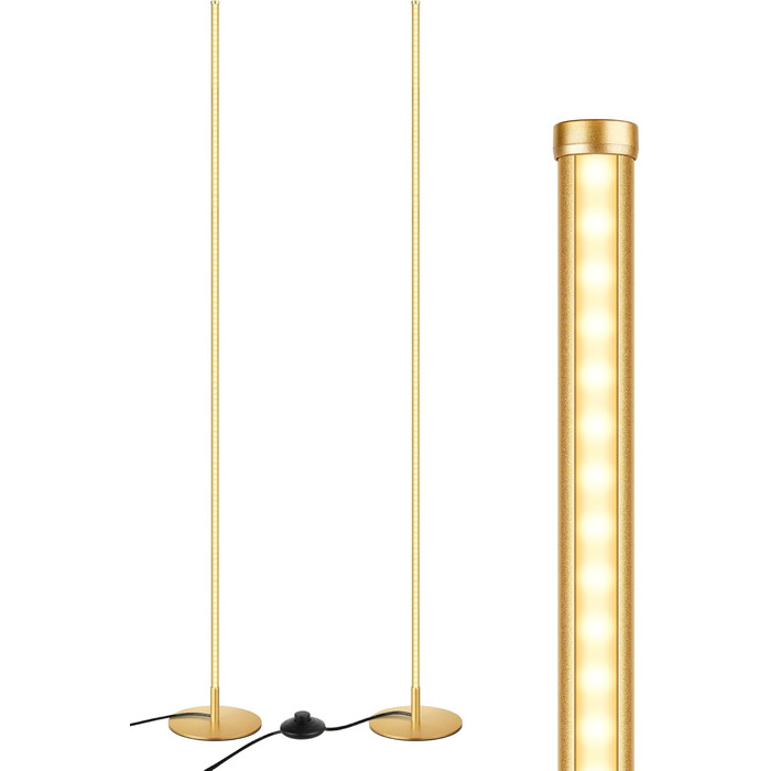 LED торшер Edishine 2 шт. з димуванням, тепле світло 3000K, регулювання висоти 146 см, з функцією пам'яті, для вітальні, спальні, офісу, золотий
