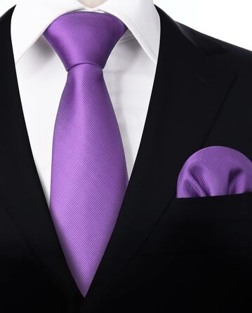 Краватка та нагрудна хустинка Enlision Solide - комплект для весілля, однотонні, фіолетовий (N2 Violett)
