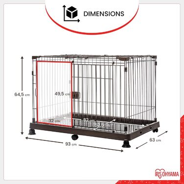 Клітка для собак, котів та кроликів Iris Ohyama, 1.7 м², 8 панелей, WPC-24, чорна, з дверцятами