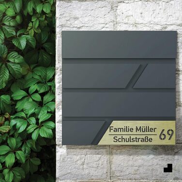 Поштовий ящик для газет Anthrazit з іменним шильдиком Julia Standard - настінний, порошкове покриття RAL 7016, 37x37 см