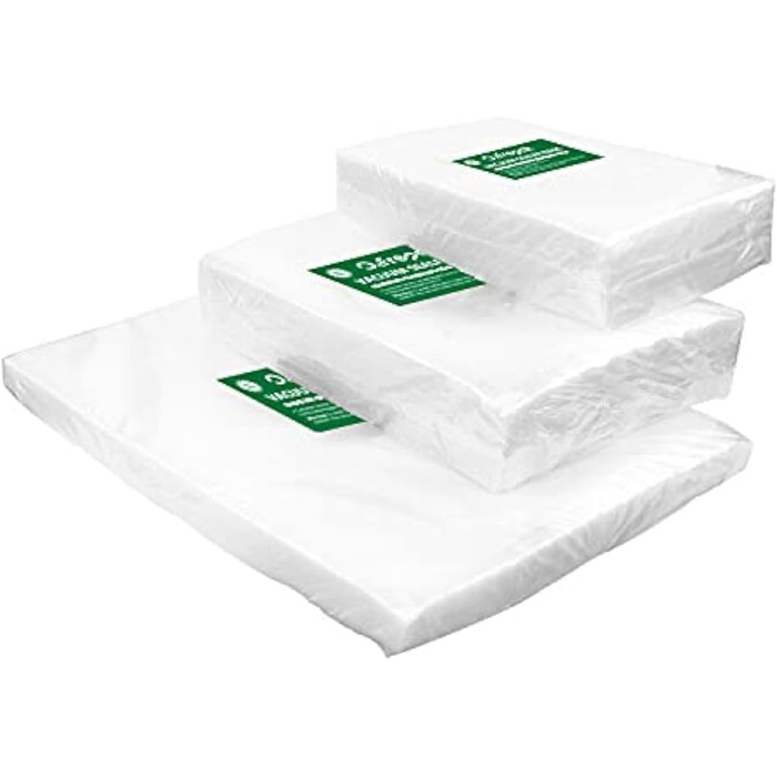 Вакуумні пакети O2frepak для зберігання продуктів, набір 150 шт. (50×15x25 см, 50×20x30 см, 50×28x40 см), BPA-Free, підходять для вакууматорів і термізування Sous Vide