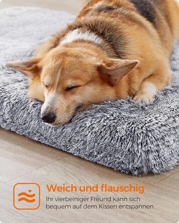Feandrea Dog Bed, orthopedic dog cushion, padded with convoluted foam, removable and washable cover, size M, for small and medium dogs, 80 x 50 x 8 cm, PGW211G02 (L 95 x W 60 x H 8 cm, Ombré Gray)