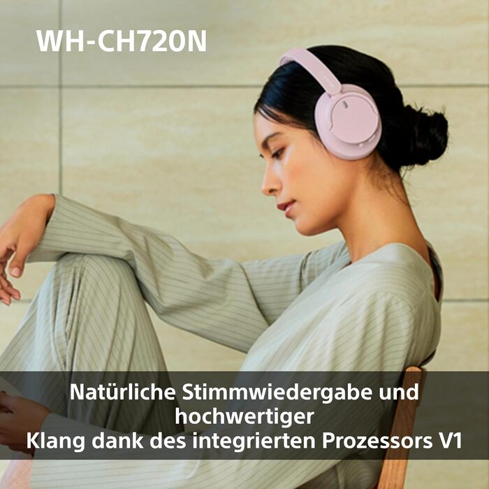 Бездротові Bluetooth-навушники Sony WH-CH720N з активним шумозаглушенням, до 50 годин автономної роботи, рожеві
