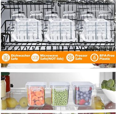 Набір контейнерів для зберігання Withosent 24 шт. з кришкою, 2L, 1.6L, 0.8L - для борошна, мюслі, кукурудзяних пластівців, з етикетками та ложками