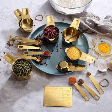 18-Piece Measuring Cup and Spoon Set for Baking, Stainless Steel Coffee Spoon Set, Measuring Cup and Spoon with Scale, for Measuring Flour, Liquids, Granules, and Spices