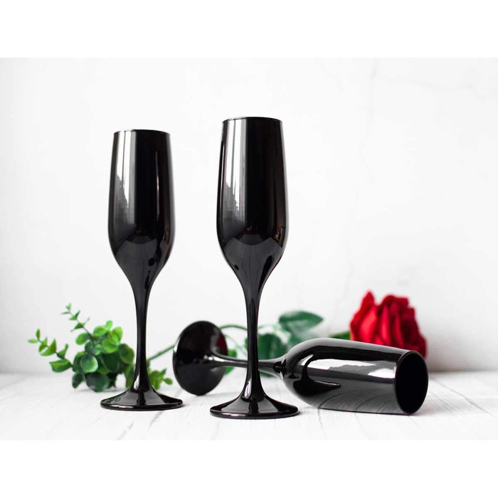6 келихів для шампанського, prosecco та шампанського Sendez, 200 мл, чорні