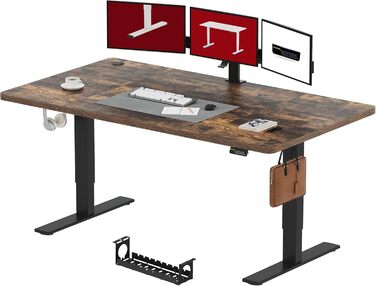 Регульований стіл Sanodesk 200x80 см, електричний, ергономічний, з пам'яттю, для комп'ютера (коричневий)
