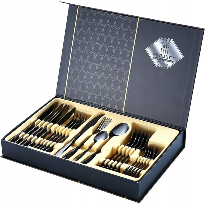 Набір золотих столових приборів зі сталі (24 предмети) — елегантний подарунок до свят