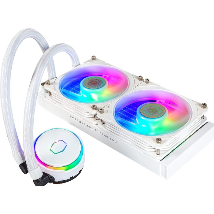 Система водяного охолодження Cooler Master MasterLiquid PL240 Flux White - AIO з 2 x 120mm вентиляторами, 240mm радіатор, ARGB-контролер (2-ге покоління), сумісна з AMD та Intel, білий колір
