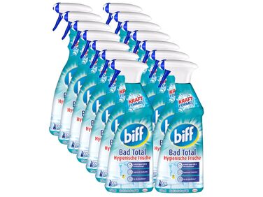 Засіб для чищення ванної кімнати Biff Bad Total Hygienische Frische проти вапна та бруду, гігієнічна свіжість, спрей (750 мл, 16 шт)