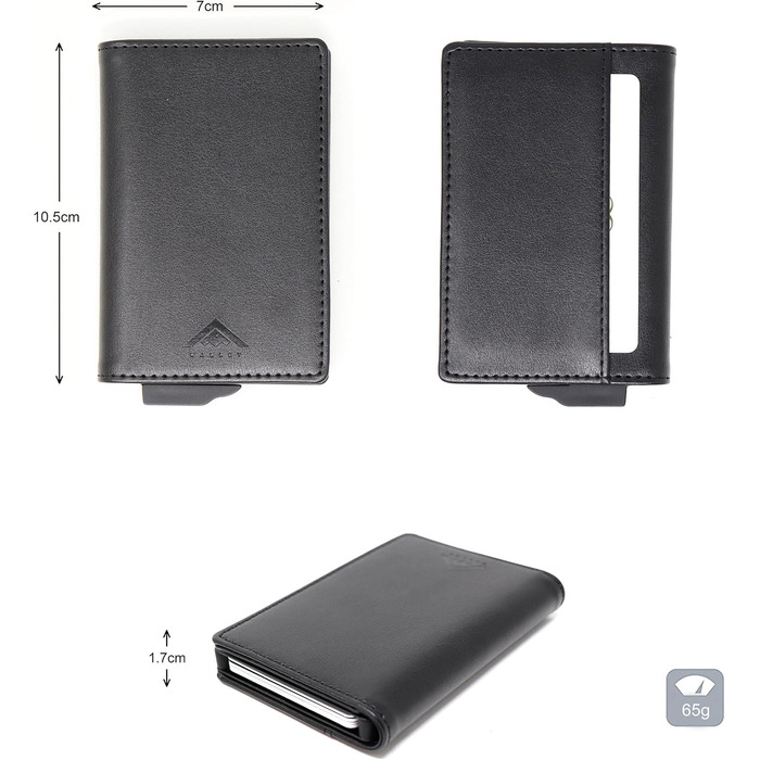Гаманець чоловічий RFID захист Stealth Wallet - мінімалістичний алюмінієвий картхолдер зі шкіри (срібний/чорний)