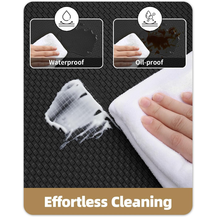 Килимок на кухню COLOR&GEOMETRY 44x150 см, неслизький, PVC, водо- та оліостійкий, з гумовою основою, для кухні, пральні, коридору (Чорний, 60x180 см, прямокутний)