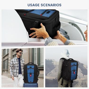 Рюкзак LOVEVOOK для ручної поклажі в літак, 40л, з відділенням для ноутбука, чорно-синій, 45 x 32 x 20 см