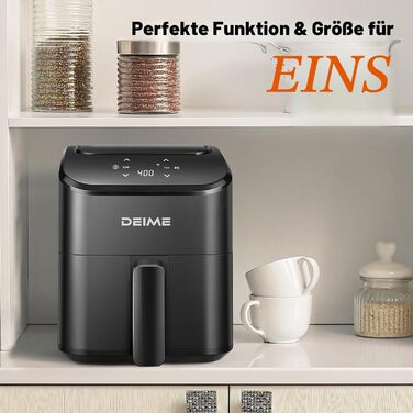 Аерофритюрниця DEIME 2.5 л: компактна, цифрова, для смаження, запікання та підігріву їжі. Антипригарна, чорна