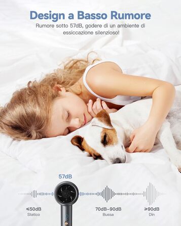 Складаний фен DEWILY Profi: потужний, тихий, для подорожей, сірий. 3 режими нагріву, 1 насадка.