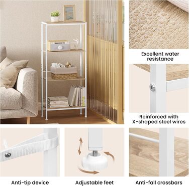 WOLTU 4-Tier Corner Shelf - White Oak & White Finish