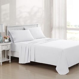 Laura Ashley - Bedding Set for King-Size Beds, Luxurious Satin Cotton, 800 Thread Count, Soft and Smooth Home Decor (Solid, White, King Size Bed)