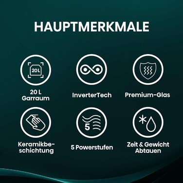 Мікрохвильова піч Hisense H20MOBS4HI 20 л з InverterTech, керамічним покриттям та дитячим блокуванням (чорний)