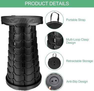 Складаний стільчик, телескопічний стільчик для кемпінгу, пікніків, риболовлі та подорожей