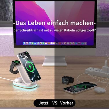 Зарядний пристрій Aimtel Schwanenhals 3-в-1 Qi2 MagSafe для Apple Watch, iPhone 17 Pro Max/17/16/15 та AirPods (30W) білий