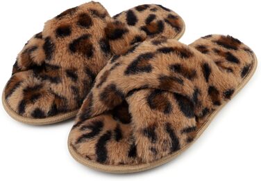 Жіночі плюшеві домашні тапочки Riehmot, розмір 40/41 EU, леопардовий принт