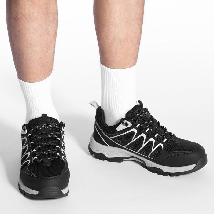 Черевики безпеки унісекс SPIEZ для чоловіків та жінок, робочі черевики-кросівки, м'які черевики з захисною підошвою, легкі черевики для роботи та повсякденного використання, розміри EU36-46 (Чорно-сірий)