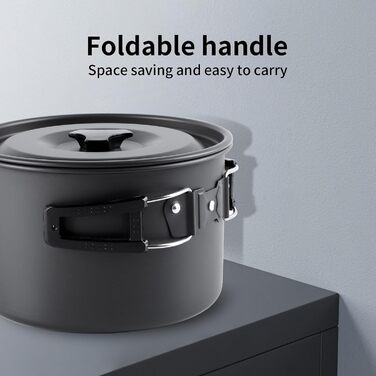 Набір кухонного посуду для кемпінгу на 4 особи з алюмінію: каструлі, сковорідки, посуд для відпочинку на природі