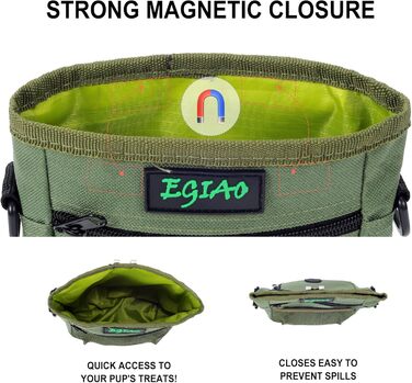 Сумка для ласощів для собак з мискою, клікером та пакетами для прибирання, Зелена