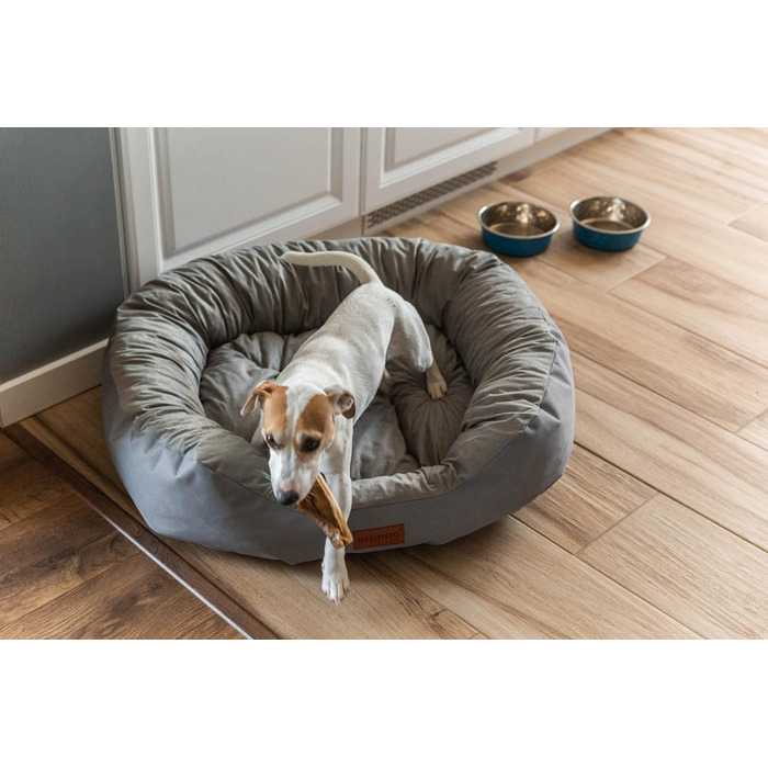 Ліжко для собак середніх порід - ліжко-кошик для собак XL - м'яке ліжко для собак, ліжко-софа для собак, ліжко для собак середніх розмірів. Матеріал: Alicante-Gewebe, колір: сірий, розмір: 85 x 70 x 21 см