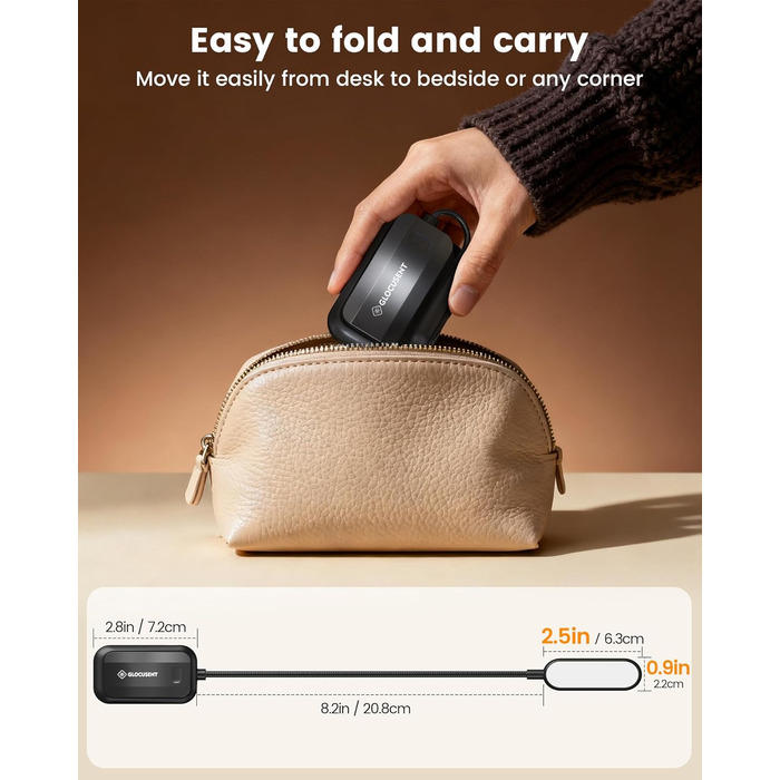 Світлодіодна лампа для читання Glocusent з кріпленням, 20 LED, USB, 5 режимів температури кольору, регулювання яскравості, гнучка на 360°, для читання в ліжку