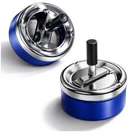 Попільничка металева com-four® 6x, нержавіюча сталь, блакитна, з кришкою, Ø 11 см (2 шт.)