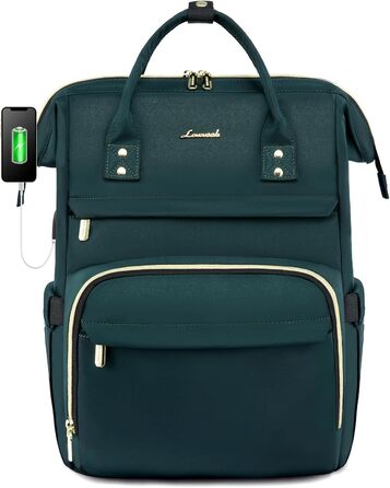 Рюкзак LOVEVOOK для жінок: водонепроникний, з USB-портом, 17' (15.6'), для навчання, роботи, подорожей, сірий/темно-зелений