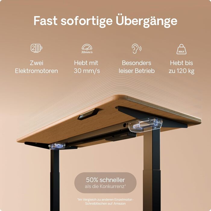 Стол Desktronic Homeone з регулюванням висоти, 160 x 80 см – електричний стіл з двома моторами, сенсорне керування, USB-порти для зарядки (2.5 Чорний + Бамбук)