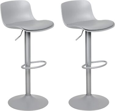 YOUNIKE Adjustable Bar Stools 2-Pack - Kitchen Bar Chairs with Backrest, Faux Leather, Grey