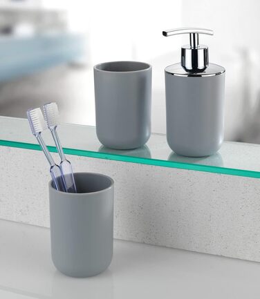 Дозатор для мила WENKO Brasil Grau - 0.32 л, сірий, пластик (TPE), 7.3 x 16.5 x 9 см