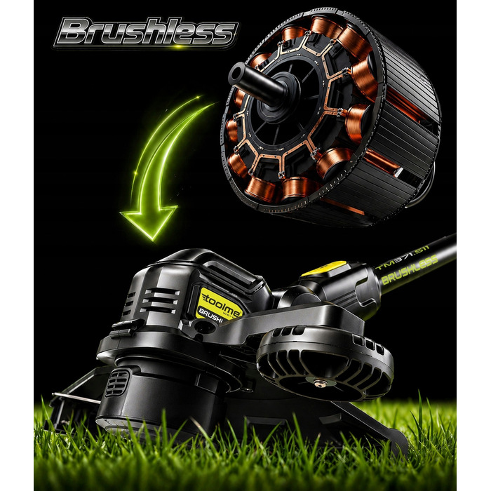 Акумуляторний тример для трави Toolme TM371 (21В) з безщітковим двигуном