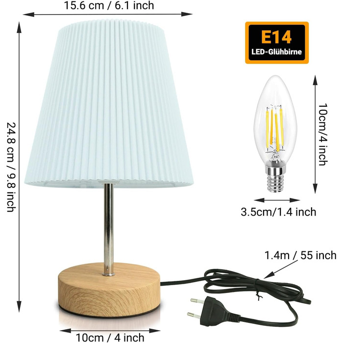 Торшер настільний з кабелем, торшер сенсорний з регулюванням яскравості, 3 режими, настільна лампа для робочого столу, мінімалістична, для спальні, вітальні, подарунок, конічної форми, 1 шт.