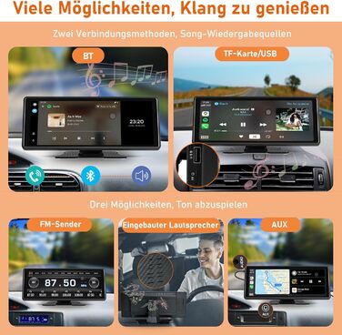 Автомобільний дисплей 10.26'' IPS, бездротовий CarPlay та Android Auto, сенсорний екран 1080P, портативний, підтримка Google і Siri Assistant, модель S5
