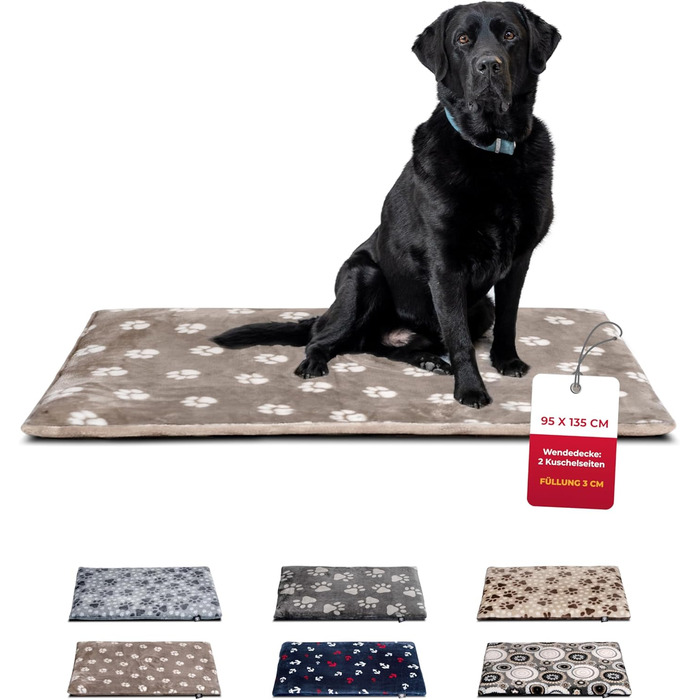 Підстилка для собак XS (45x65 см) – Двостороння та затишна з 3 см наповнювачем – Ідеально для дивану, авто та переноски – Виготовлено в Німеччині (95 x 135 см, Тацце Беж)